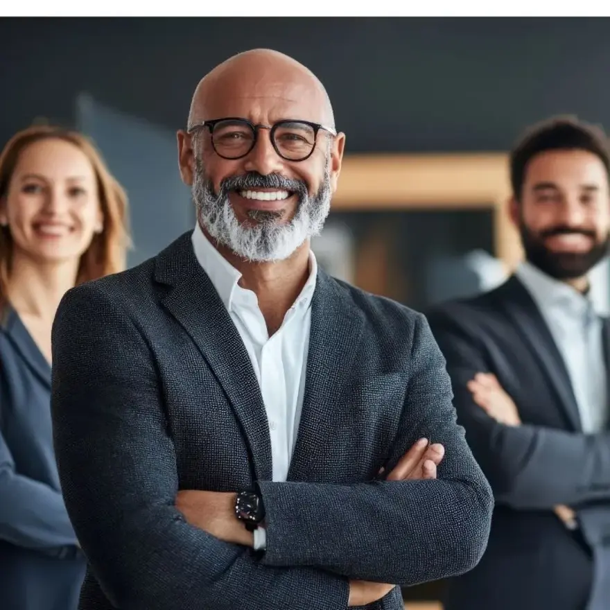 Un groupe de professionnels d'affaires se tenant debout ensemble.