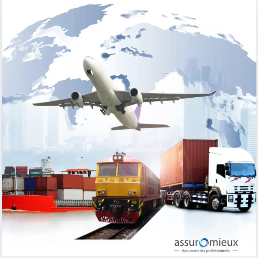 image montrant un train, un avion, un camion et un bateau