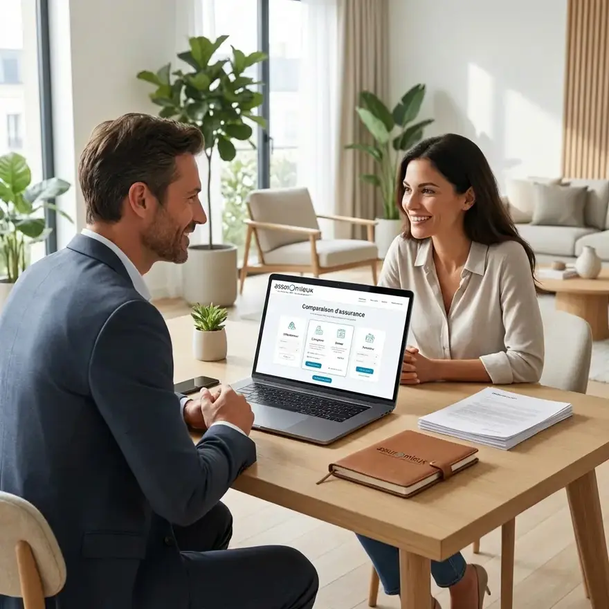 Un homme et une femme assis à une table, examinant des documents ensemble.